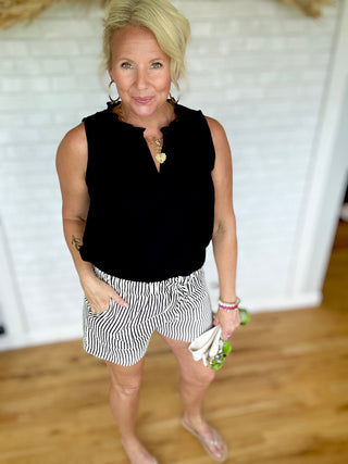 Everyday Essential Pull on Shorts -Stripe - A Bushel & A Peck