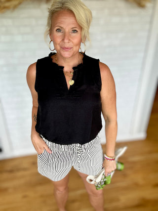 Everyday Essential Pull on Shorts -Stripe - A Bushel & A Peck