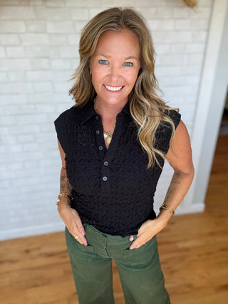 Everyday Muse Collared Tee- Black - A Bushel & A Peck
