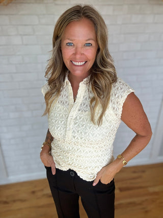 Everyday Muse Collared Tee- Bone - A Bushel & A Peck