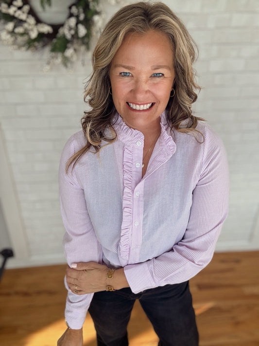 Faye Frill Top - Lavender - A Bushel & A Peck