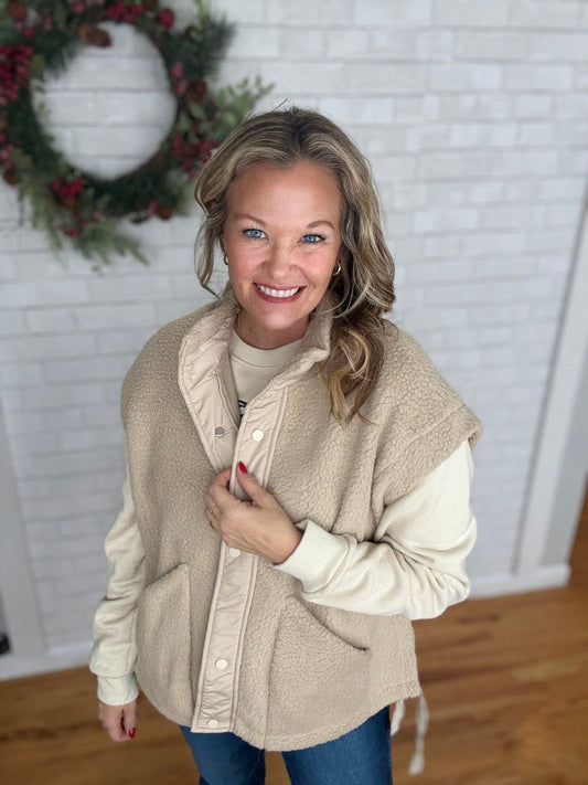 Felicia Fleece Vest - Beige - A Bushel & A Peck