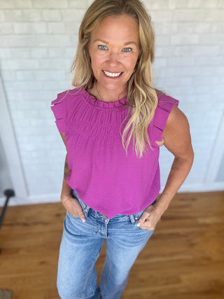 Fiona Frilled Top - Magenta - A Bushel & A Peck