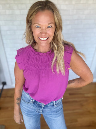 Fiona Frilled Top - Magenta - A Bushel & A Peck