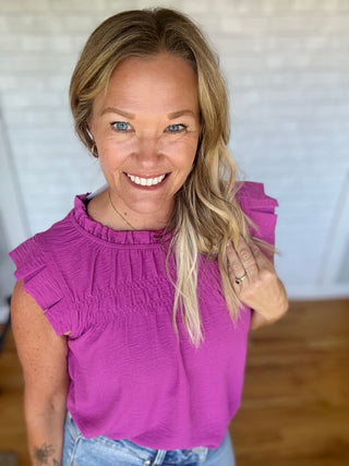 Fiona Frilled Top - Magenta - A Bushel & A Peck