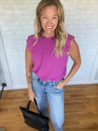 Fiona Frilled Top - Magenta - A Bushel & A Peck