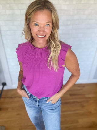 Fiona Frilled Top - Magenta - A Bushel & A Peck