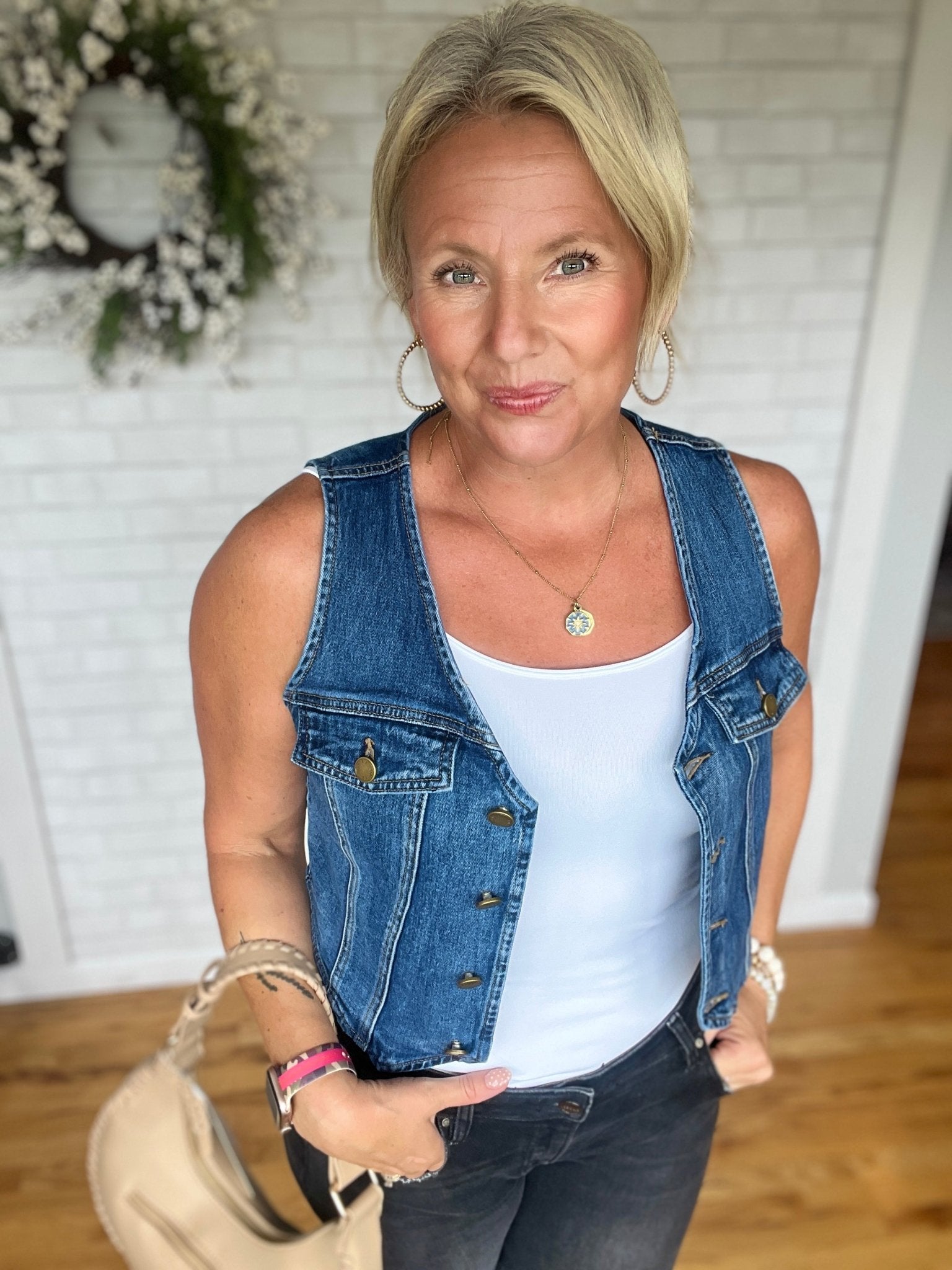 Fitted Denim Vest - A Bushel & A Peck