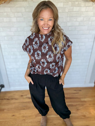 Fleur Mock Neck Top - A Bushel & A Peck