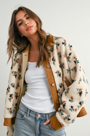 Floral Collared Button-down Jacket - A Bushel & A Peck