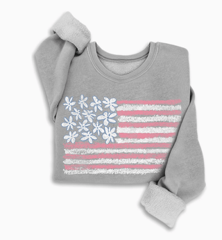 Floral Flag Graphic Sweatshirt - A Bushel & A Peck