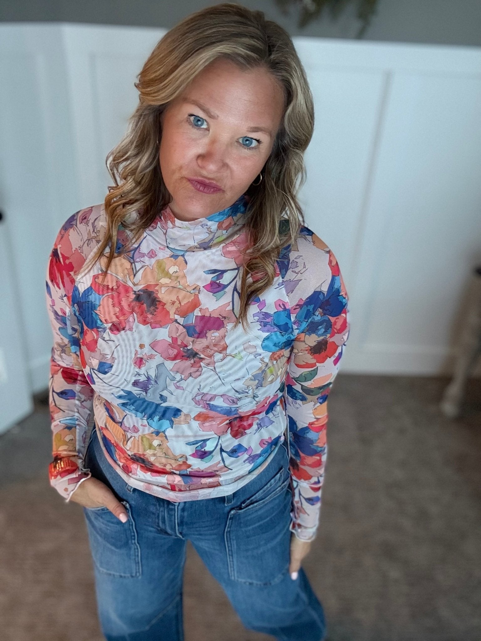 Floral Mesh Top - Multi - A Bushel & A Peck