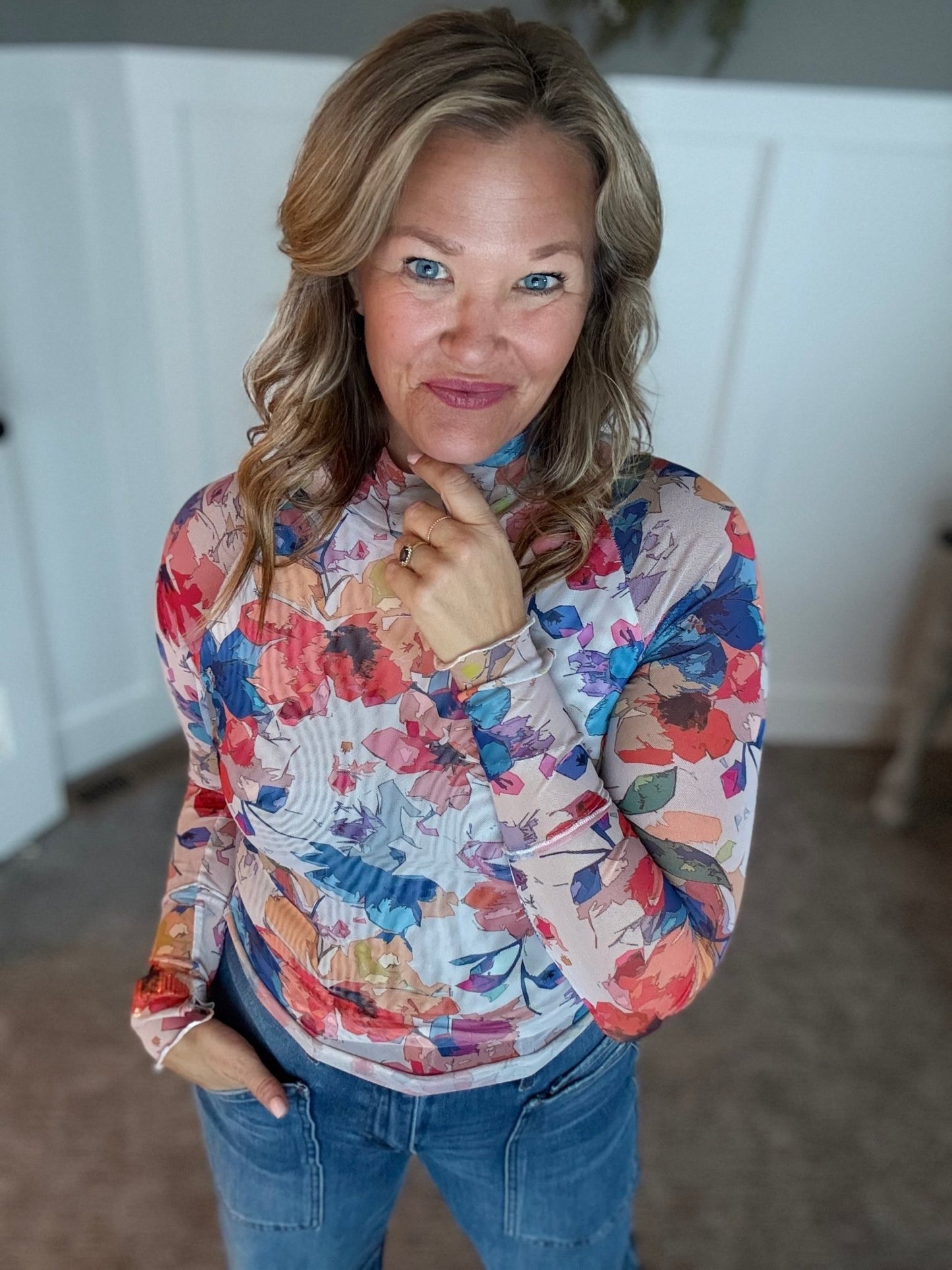 Floral Mesh Top - Multi - A Bushel & A Peck