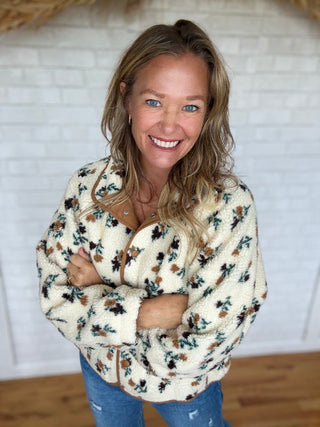 Floral Sherpa Jacket - A Bushel & A Peck