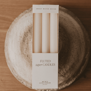 Fluted Taper Candles, Set of 3 - Home Decor & Gifts - A Bushel & A Peck