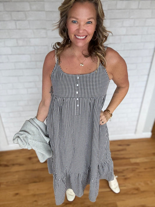 Gingham Midi Dress - A Bushel & A Peck