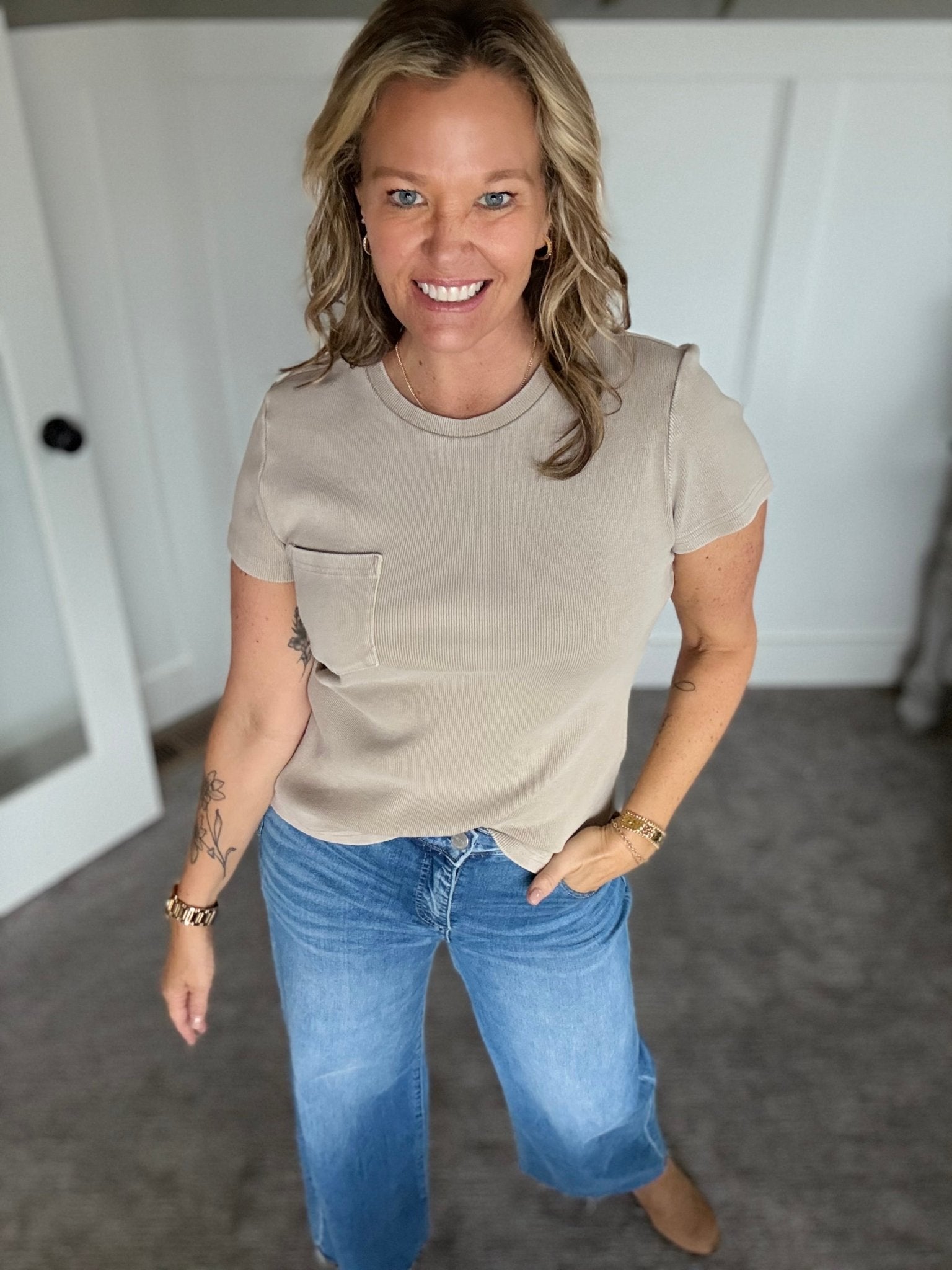 Ginny Tee - Taupe - A Bushel & A Peck