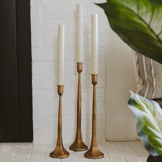 Gold Cast Iron Taper Candle Holders, Set of 3 - A Bushel & A Peck
