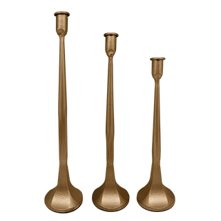 Gold Cast Iron Taper Candle Holders, Set of 3 - A Bushel & A Peck