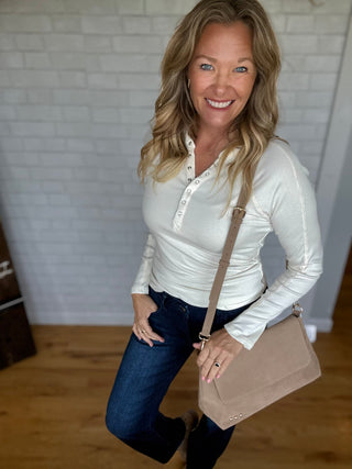 Hadley Henley Top - Vanilla - A Bushel & A Peck