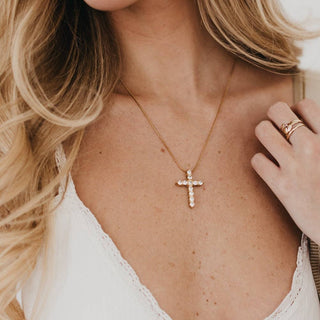 Hannah Diamond Cross Necklace - WATERPROOF - A Bushel & A Peck