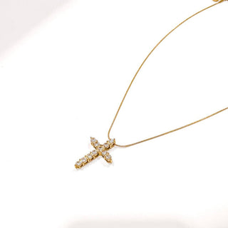 Hannah Diamond Cross Necklace - WATERPROOF - A Bushel & A Peck
