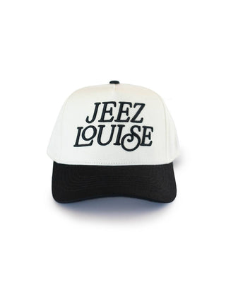 Jeez Louise Unisex Trucker Hat: Black - A Bushel & A Peck