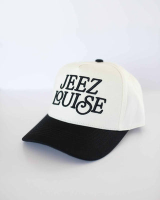 Jeez Louise Unisex Trucker Hat: Black - A Bushel & A Peck