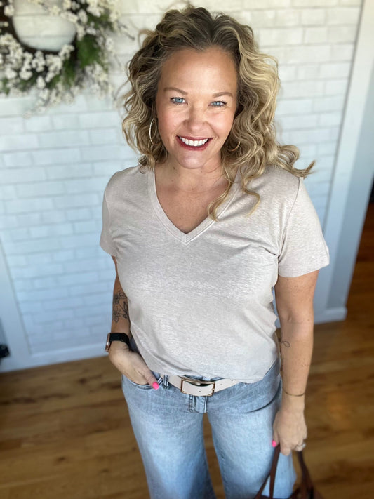 Khloe Tee - Khaki - A Bushel & A Peck