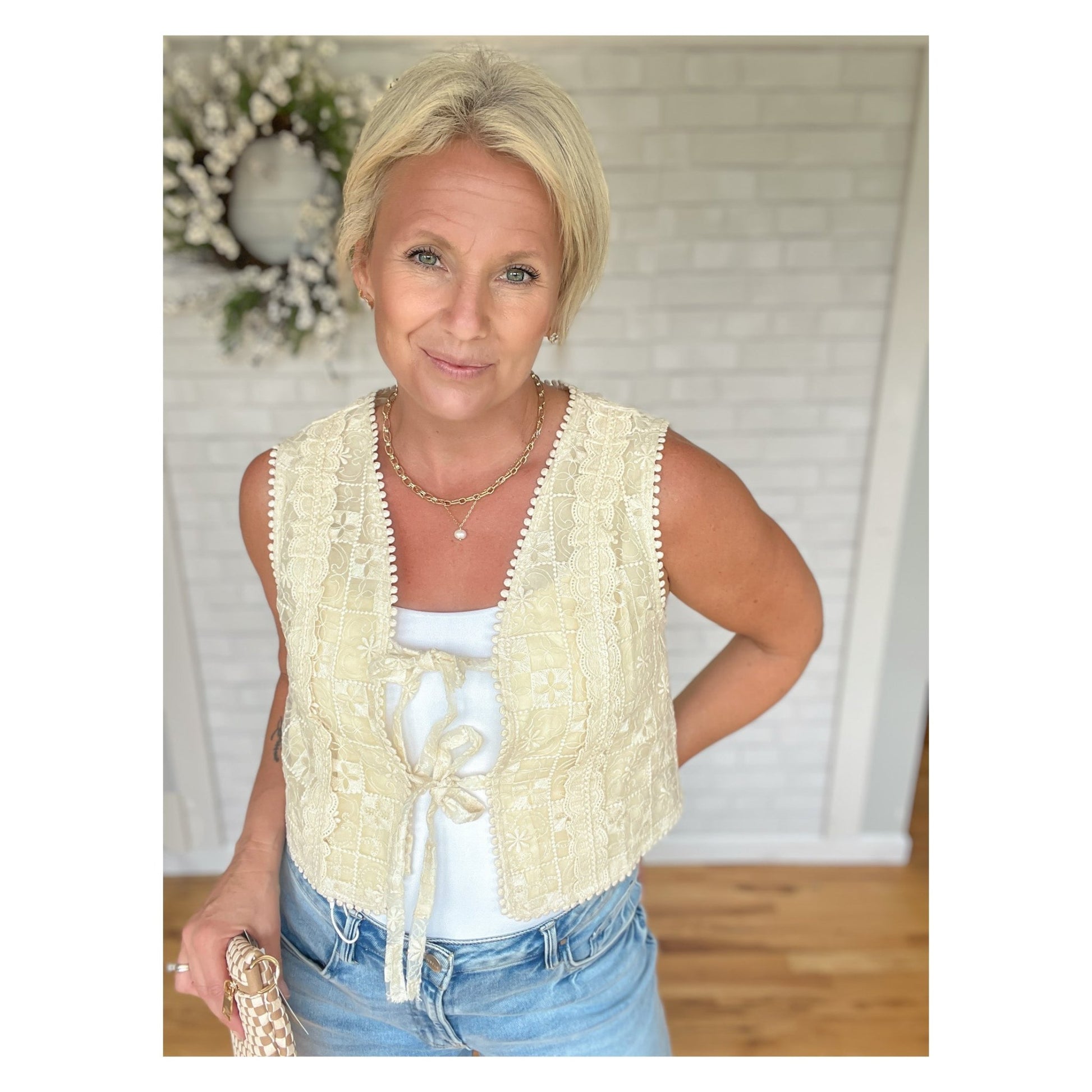 Lace Eyelet Vest - A Bushel & A Peck