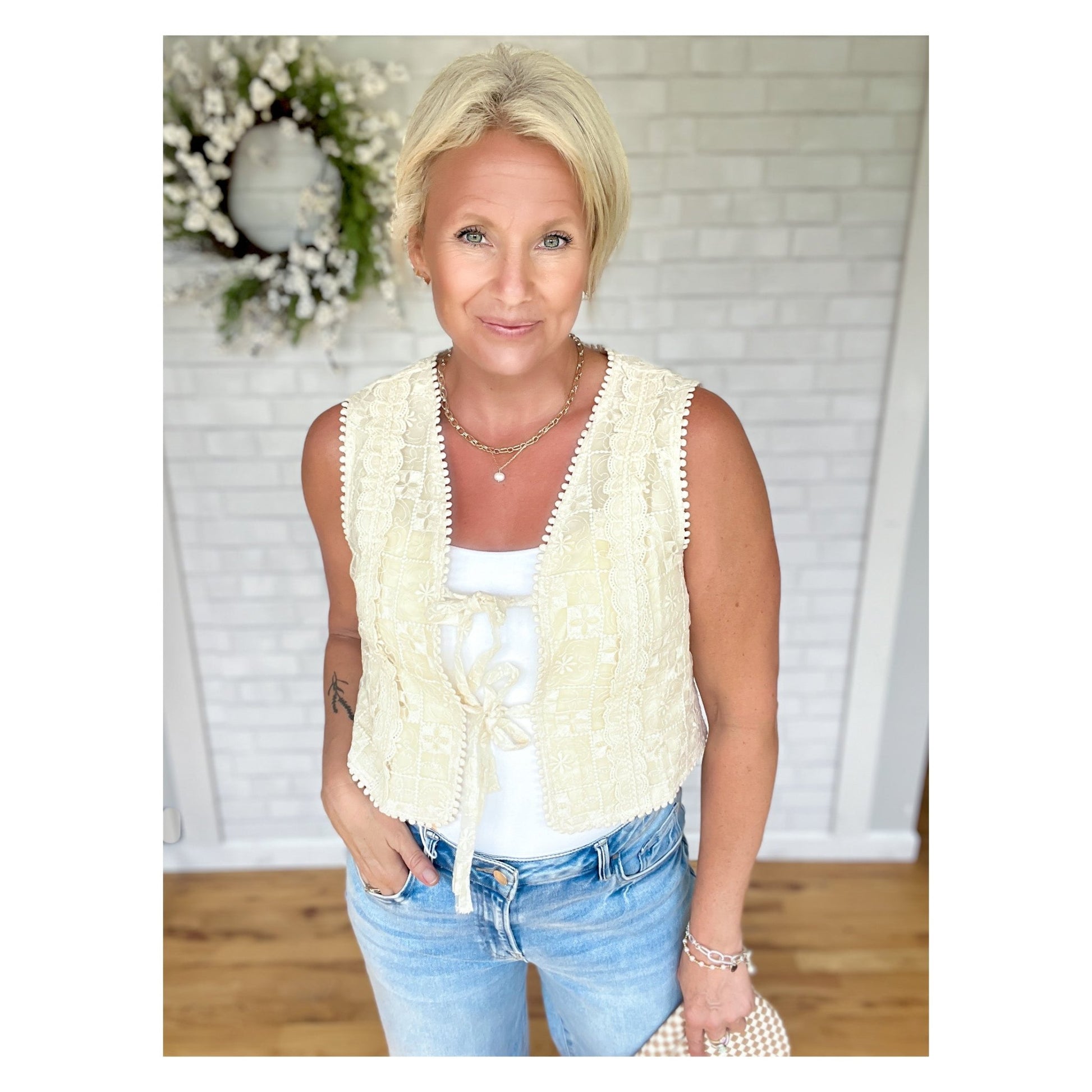 Lace Eyelet Vest - A Bushel & A Peck