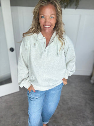 Lainy Button Sweatshirt - Grey - A Bushel & A Peck