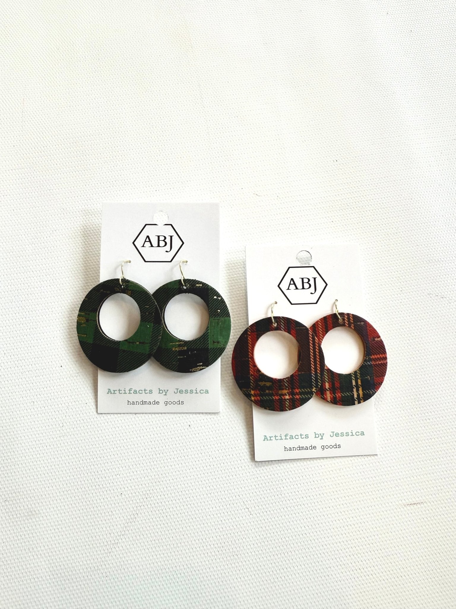 Leather Earrings - Christmas Circle - A Bushel & A Peck