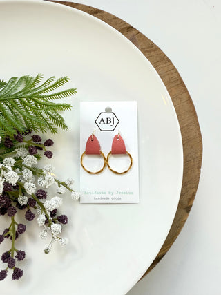 Leather & Hoop Earrings - Hammered - A Bushel & A Peck