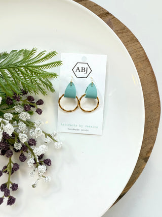 Leather & Hoop Earrings - Hammered - A Bushel & A Peck