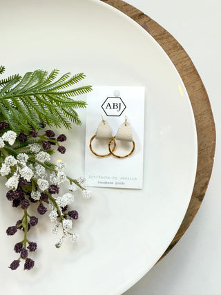 Leather & Hoop Earrings - Hammered - A Bushel & A Peck
