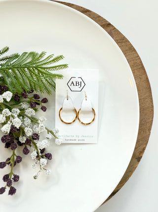 Leather & Hoop Earrings - Hammered - A Bushel & A Peck