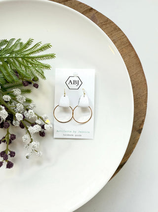 Leather & Hoop Earrings - Smooth - A Bushel & A Peck