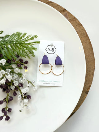 Leather & Hoop Earrings - Smooth - A Bushel & A Peck
