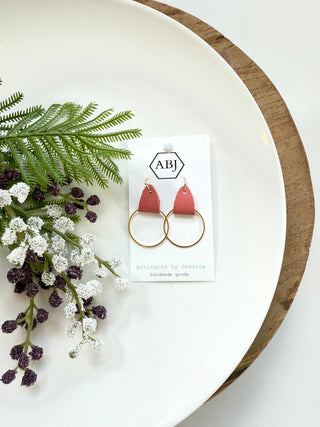 Leather & Hoop Earrings - Smooth - A Bushel & A Peck