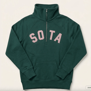Lila 1/2 Zip Sweatshirt- Green/ Pink - A Bushel & A Peck