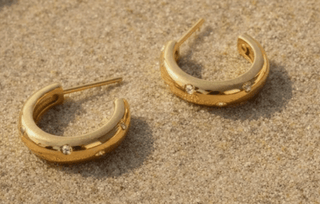 Luxe Gold Hoops with Small Rhinestones - A Bushel & A Peck