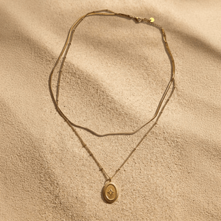 Luxe Gold Layered Oval Pendant Necklace - A Bushel & A Peck