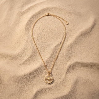 Luxe Gold Necklace with Rhinestone Compass Pendant - A Bushel & A Peck