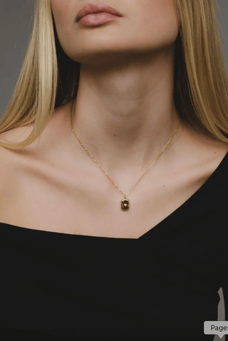 Luxe Gold Necklace with Rounded Square Pendant - A Bushel & A Peck