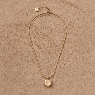 Luxe Gold Necklace with Rounded Square Pendant - A Bushel & A Peck