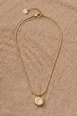 Luxe Gold Necklace with Rounded Square Pendant - A Bushel & A Peck