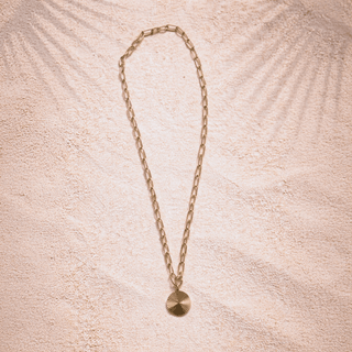 Luxe Gold Paperclip Chain Necklace with Circle Pendant - A Bushel & A Peck