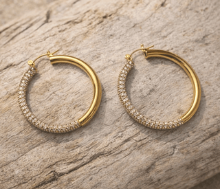 Luxe Gold & Rhinestone Large Hoops - A Bushel & A Peck