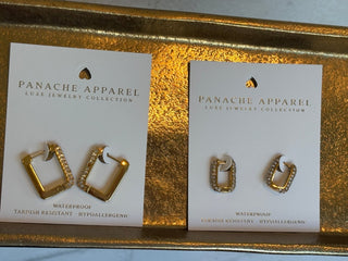 Luxe Gold & Rhinestone Small Square Hoop - A Bushel & A Peck